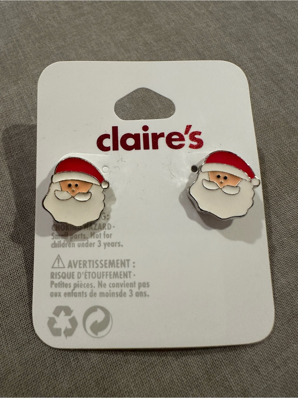 Claire's Red & White Santa Claus Stud Christmas Earrings